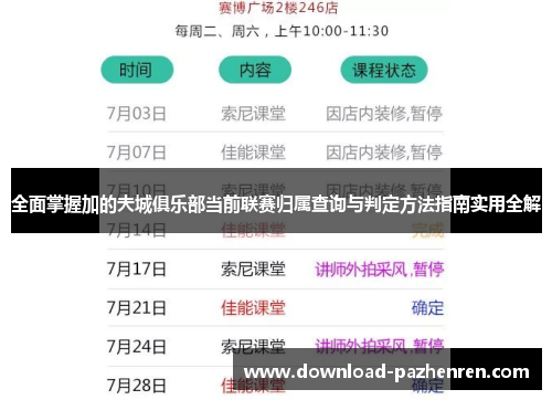 全面掌握加的夫城俱乐部当前联赛归属查询与判定方法指南实用全解 全面掌握加的夫城俱乐部当前联赛归属查询与判定方法指南实用全解