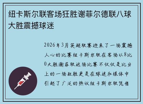 纽卡斯尔联客场狂胜谢菲尔德联八球大胜震撼球迷